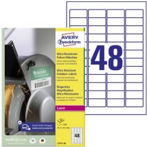 Avery Zweckform - Etiquette plastique Avery-Zweckform L7911-40 45.7 x 21.1 mm film de polyéthylène blanc 1920 pc(s) fixation permanente - blanc