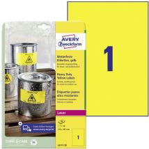 Avery - Etiquette plastique Zweckform L6111-20 210 x 297 mm film de polyester jaune 20 pc(s) fixation permanente - jaune