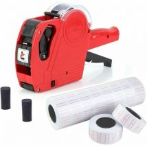 Debuns - Etiquette,Pince à étiquettes 1 ligne 8 caractères kit de pistolet à étiquettes de prix de détail avec 10 rouleaux d'étiquettes et 2