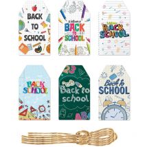 Tiquettes cadeaux pour la rentrée scolaire, lot de 60 pièces, avec ficelle, pour le premier jour d'école, pour les enseignants, les étudiants et les