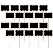 Tiquettes de plantes Etereauty Étiquettes Étiquettes de tableau noir de fleurs Piquets de jardin Signes Nom de bricolage Bois Mariage MiniPlateau
