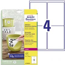 Etiquette plastique Avery-Zweckform L4774REV-8 99.1 x 139 mm film de polyester blanc 32 pc(s) décollable