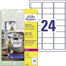 Etiquette plastique Avery-Zweckform L4773-8 63.5 x 33.9 mm film de polyester blanc 192 pc(s) fixation permanente - blanc