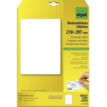 LA230 Etiquette universelles 210 x 297 mm papier blanc 25 pc(s) décollable imprimante à jet d'encre, imprimante l - Sigel