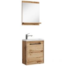 Badplaats Set meuble lave mains Etna 40 x 22 cm - Chene - Toilette avec mirroir