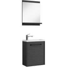 Badplaats - Set meuble lave mains Etna 40 x 22 cm Noir mat - Toilette avec mirroir