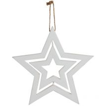 Etoile en bois blanc à suspendre Petit