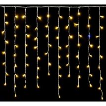Ettroit 120 Led-lichtervorhang, 3 M, Gelbes Licht, Weißes Kabel, Ip65, Ausziehbar, Blitzeffekt, Mit Aufhängedrähten In Abwechselnden Längen (30-70-40-