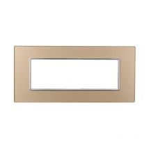 ETTROIT AN84611 Plaque en Verre Série Lune 6P Couleur Or Compatible avec Bticino Axolute