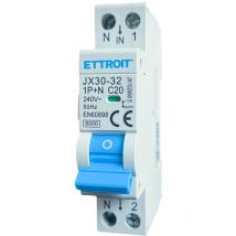 Ettroit - Interrupteur magnétothermique 1P+N 20A 220V 6KA JX152060
