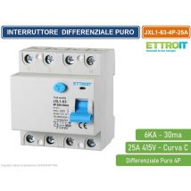 Interruttore magnetotermico differenziale puro salvavita per barra din 4 moduli 4P 25A 415V 30mA 6KA - Ettroit