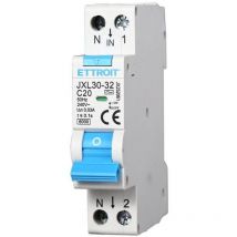 Ettroit - Disjoncteur à courant résiduel 1P+N 20A 6KA 30mA 220V