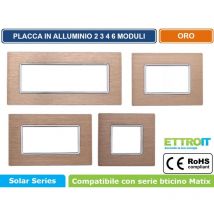 Ettroit - Placca serie Solar, 2 moduli, alluminio, oro, compatibile con serie BTicino Matix MT86211