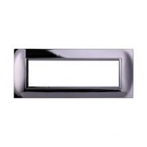 Placca quadrata serie Space, 7 moduli, plastica, cromato, compatibile con serie BTicino Living Ettroit LN89713