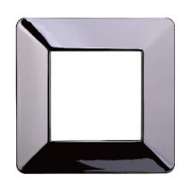 Ettroit - Placca serie Starlight, 2 moduli, plastica, cromato, compatibile con serie Vimar Plana EV83213
