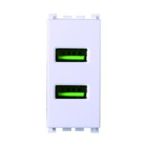 ETTROIT USB-Buchse, USB-Ladegerät, 5 V, 2,1 A, 2 USB-A-Anschlüsse, Farbe Weiß, kompatibel mit Vimar Arke VA2402B