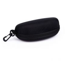 Étui à Lunettes Semi-Rigide, Boîte à Lunettes de Soleil en avec Crochet en Métal, Étui de Protection pour Lunettes à Fermeture Éclair avec Chiffon