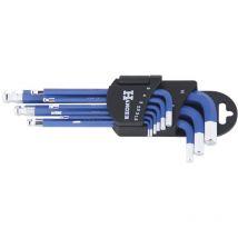 Jeu de 9 clés mâles 6 pans tête sphérique magnétiques - hanger - 250112