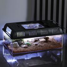 Tui de boîte d'élevage de tortues avec lumière led alimentation de conteneur d'éclosion Terrarium de Reptile pour insectes d'alimentation vivants,