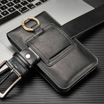 Ikodm - tui de ceinture pour hommes, pochette de ceinture en cuir pour téléphone portable pour universel (noir)