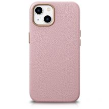 Étui en cuir magnétique pour iPhone 14 avec MagSafe Litchi Premium Leather Case rose