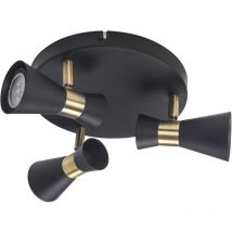 Forlight - Eufo Dreifach-Deckenleuchte in Schwarz mit Gold-Finish für GU10-Leuchtmittel