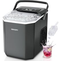 EUHOMY Eiswürfelmaschine, 9 Würfel in 6 Min,2 Würfelgrößen, Edelstahl-Eismaschine für die Arbeitsplatte, Eiswürfelbereiter