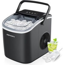 EUHOMY Eiswürfelmaschine Klein, 12KG Eiswürfelbereiter Ice Maker, 9 Würfel in 6 Minuten fertig, Schwarz Eiswürfelmaschine mit Tragbarem Griff,