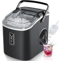 EUHOMY Eiswürfelmaschine Klein, 9 Würfel in 6 Minuten Bereit, 12 Kg/Day, Selbstreinigend, Mit Tragegriff, Korb Und Schaufel