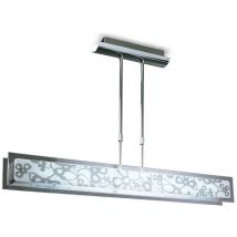 Diyas - Inspired Mantra Euphoria Linear Pendant 2 Light T5, Polished Chrome, Opal White Glass, not led, cfl Compatible