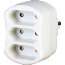 Kopp Euro-Dreifachstecker Adapter mit 3 Steckdosen 230V 3x2,5A weiß Kompakt für Wohnräume