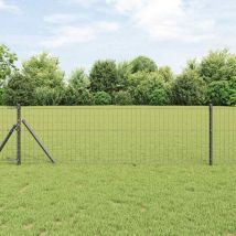 Fence with Posts Grey 0.8 x 25 m Steel Vidaxl