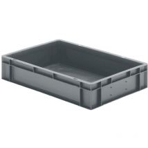 La-ka-pe Transport-Stapelkasten B600xT400xH120 mm grau, geschlossen ohne Griffloch