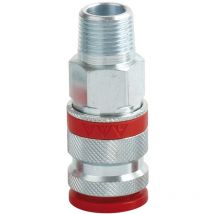Stahlkupplung DN 7,8 BSP mit Außengewinde 3/8" Gehärteter Stahl Max. Betriebsdruck 35 bar Nenndurchfluss 1.900 Nl/min