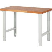 EUROKRAFT – Établi modulaire Série 7000 – 1000 x 700 mm – Hêtre massif, Acier époxy gris clair – Charge max 750 kg