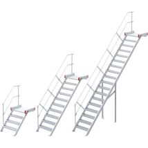 Euroline 511 Podesttreppe 45° 600mm Stufenbreite 10 Stufen Stahl Gitterrost