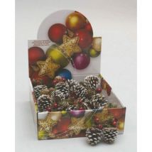 Pigna C/Neve e Bacche Rosse 7cm, Come Foto, Unica - Euronatale