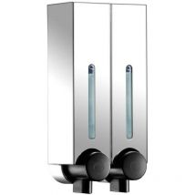 Euroshowers Mini Chic Double Square Liquid Soap Shampoo Gel Dispenser Chrome