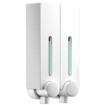 Euroshowers - Mini Chic Double Square Liquid Soap Shampoo Gel Dispenser Pump White