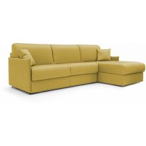 Evans Canapé d'angle convertible en tissu mperméable T13 272 cm Gauche (mat. 160x197) jaune