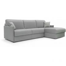 Evans Canapé d'angle convertible en tissu mperméable T13 252 cm Gauche (mat. 140x197) gris