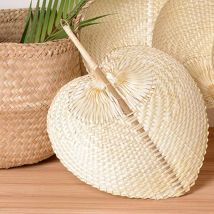 Ahlsen - eventail tissé Ventilateur Fait Main de Feuille de Palmier Ventilateur de Feuille de Palmier Naturel Style Chinois pour l'été