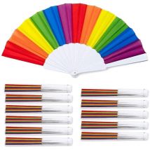 Éventails arc-en-ciel, lot de 12 éventails, éventails pliables portables LGBT arc-en-ciel, éventails à main pliables pour décoration de fête