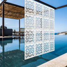 Eventails - Pannello in pvc traforato - Parasole - Misura: 48x48 cm - Colore: bianco