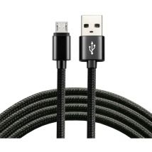 EverActive Kabel Micro usb 1m - Schwarz, geflochten, Schnellladung, 2,4A - CBB-1MB