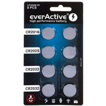 8er Lithium-Batterien-Set everActive 4 x CR2032, 2 x CR2025, 2 x CR2016