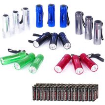 Everbrite - 18tlg. led Taschenlampen Set, mini kleine Kinder Taschenlampe mit Lanyard und 54 aaa Batterien, Mitgebsel Gastgeschenke Handlampe für