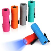 Everbrite - Jeu de Lampe Torche uv 6 Pièces, Lampe uv avec 9 LEDs, 395 nm Lumière Noire Détecteur pour Traceurs Fluorescents Chien Chat Tapis