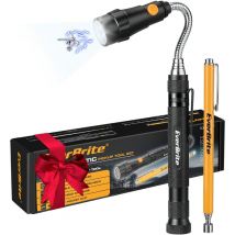 Everbrite - Jeu d'Outil de Ramassage Magnetique avec Lampe et Ramssage Aimanté Télescopable, Portée Télescopique 17 à 57cm et 14 à 65cm, Idéal pour