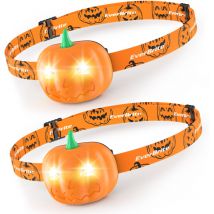 EverBrite Lampe Frontale LED Ultra Puissante 2 Pièces, Lampe Frontale Halloween Citrouille 7 LM avec 2 Modes d'Éclairage, Légère et Étanche pour